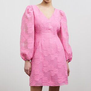 SAMSOE SAMSOE Anai Dress Pink Mini Puff Sleeve Embroidered Large